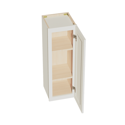 TW - W1236: Creamy White Shaker 12"W x 36"H 1 Door & 2 Shelves Standard Wall Cabinet - NextCabinets