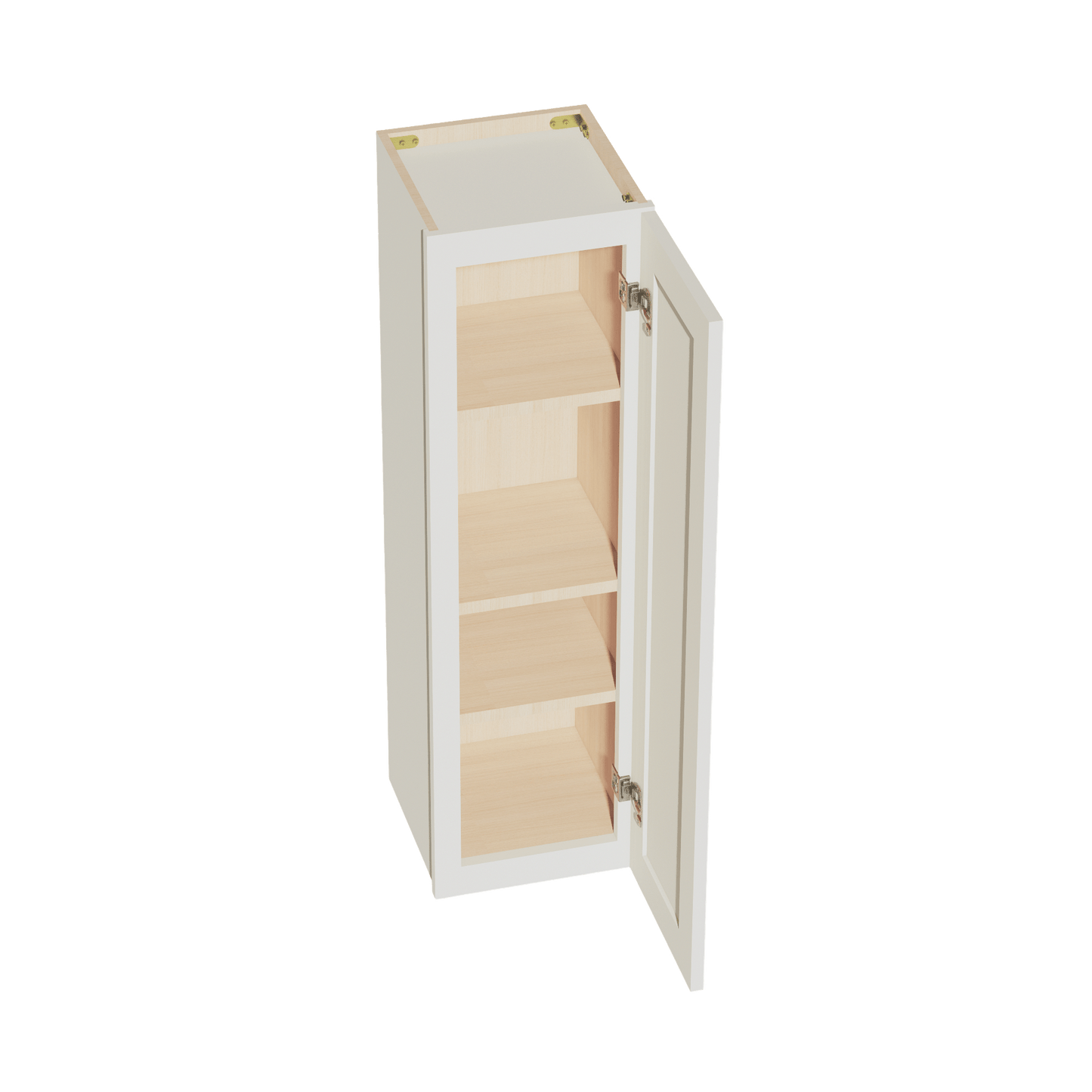 TW - W1242: Creamy White Shaker 12"W x 42"H 1 Door & 3 Shelves Standard Wall Cabinet - NextCabinets