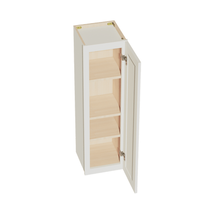 TW - W1242: Creamy White Shaker 12"W x 42"H 1 Door & 3 Shelves Standard Wall Cabinet - NextCabinets