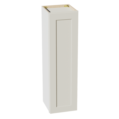 TW - W1242: Creamy White Shaker 12"W x 42"H 1 Door & 3 Shelves Standard Wall Cabinet - NextCabinets