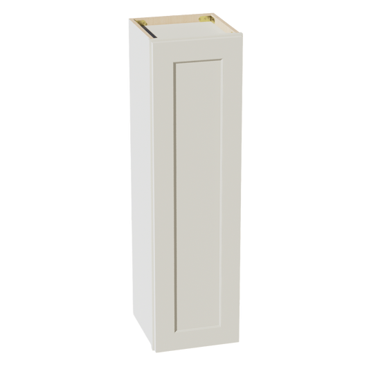 TW - W1242: Creamy White Shaker 12"W x 42"H 1 Door & 3 Shelves Standard Wall Cabinet - NextCabinets