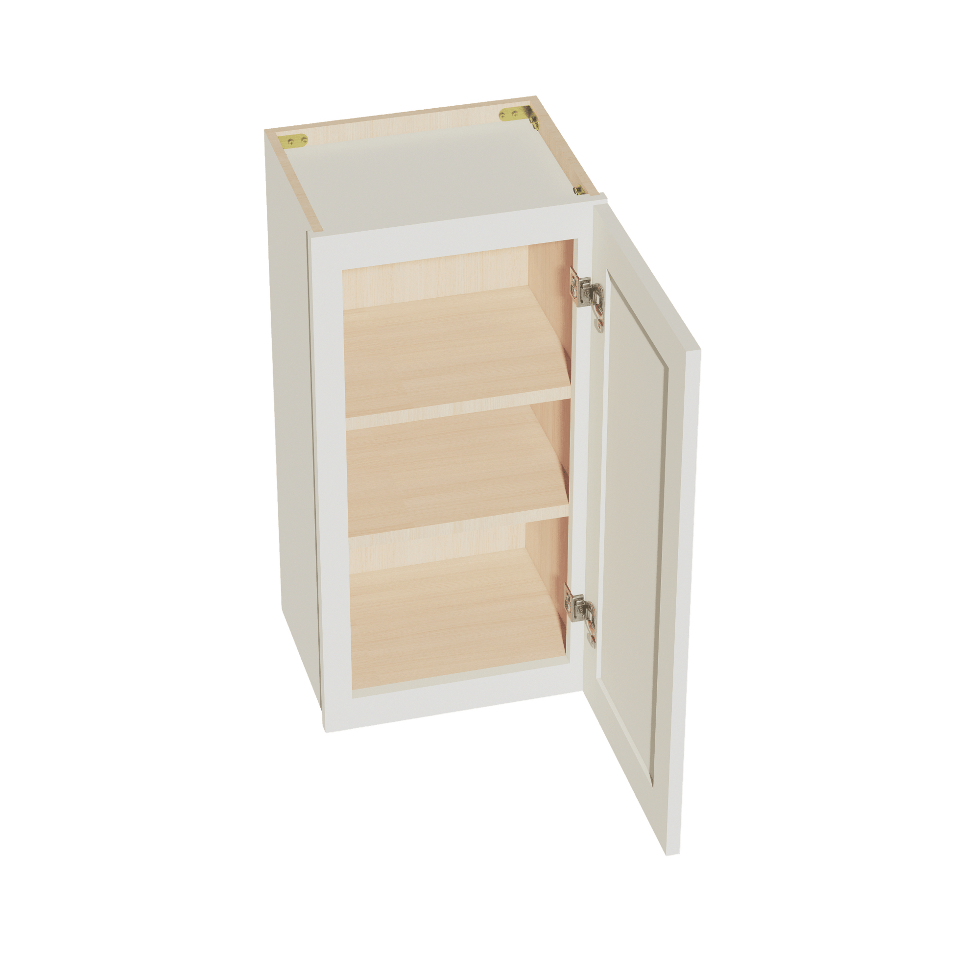 TW - W1530: Creamy White Shaker 15"W x 30"H 1 Door & 2 Shelves Standard Wall Cabinet - NextCabinets