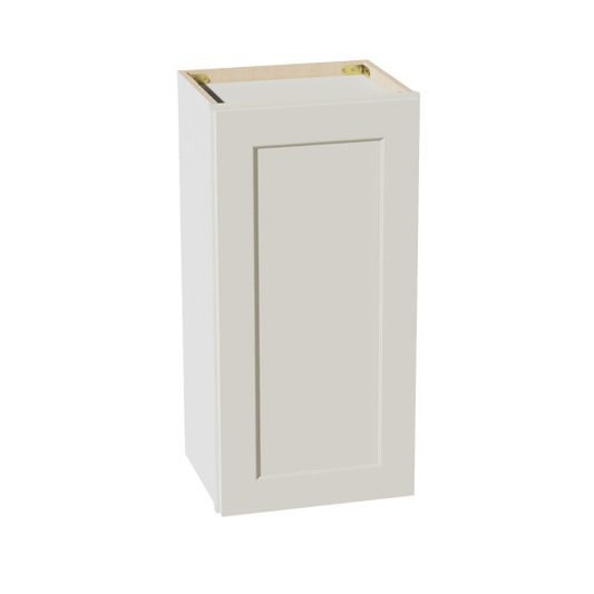 TW - W1530: Creamy White Shaker 15"W x 30"H 1 Door & 2 Shelves Standard Wall Cabinet - NextCabinets