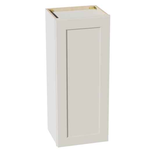 TW - W1536: Creamy White Shaker 15"W x 36"H 1 Door & 2 Shelves Standard Wall Cabinet - NextCabinets