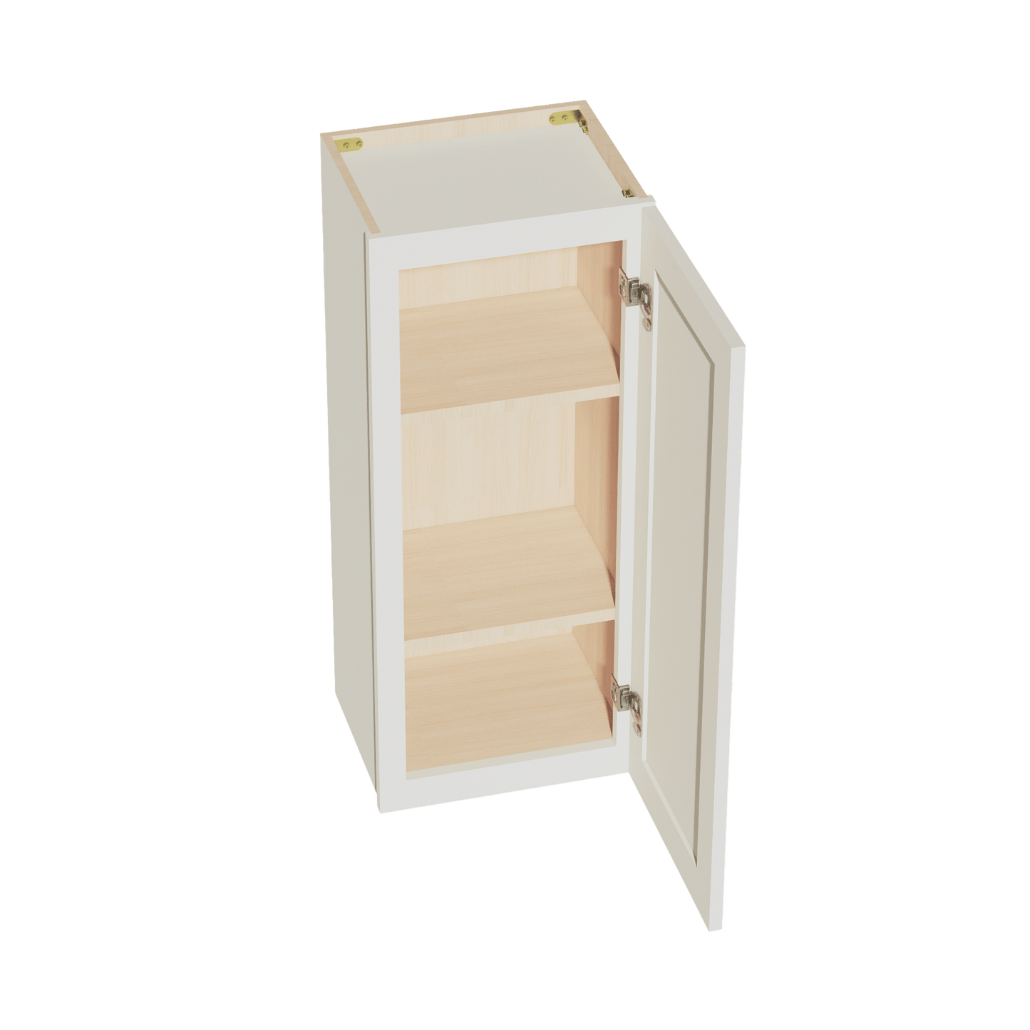 TW - W1536: Creamy White Shaker 15"W x 36"H 1 Door & 2 Shelves Standard Wall Cabinet - NextCabinets