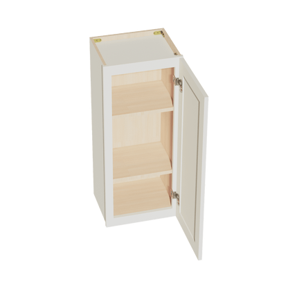 TW - W1536: Creamy White Shaker 15"W x 36"H 1 Door & 2 Shelves Standard Wall Cabinet - NextCabinets