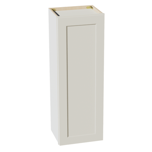 TW - W1542: Creamy White Shaker 15"W x 42"H 1 Door & 3 Shelves Standard Wall Cabinet - NextCabinets