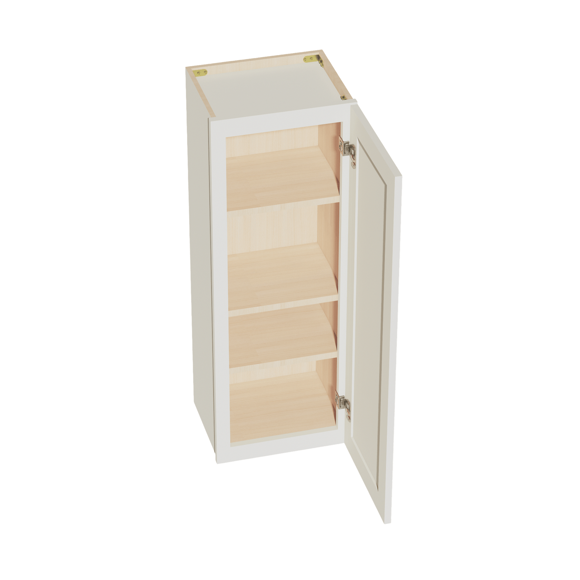 TW - W1542: Creamy White Shaker 15"W x 42"H 1 Door & 3 Shelves Standard Wall Cabinet - NextCabinets