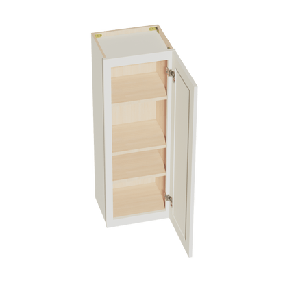 TW - W1542: Creamy White Shaker 15"W x 42"H 1 Door & 3 Shelves Standard Wall Cabinet - NextCabinets