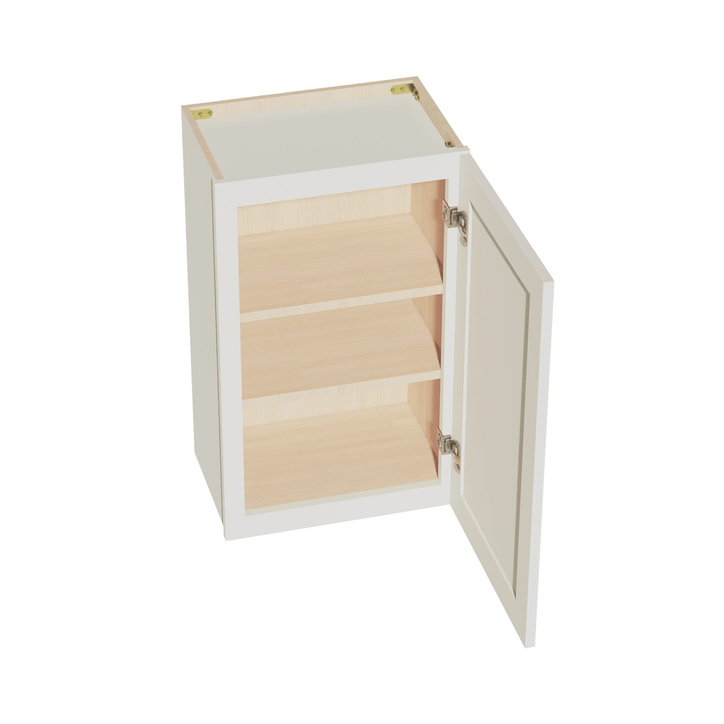 TW - W1830: Creamy White Shaker 18"W x 30"H 1 Door & 2 Shelves Standard Wall Cabinet - NextCabinets