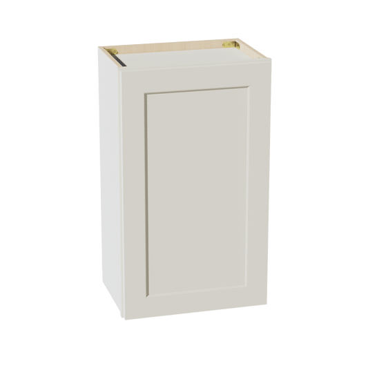 TW - W1830: Creamy White Shaker 18"W x 30"H 1 Door & 2 Shelves Standard Wall Cabinet - NextCabinets