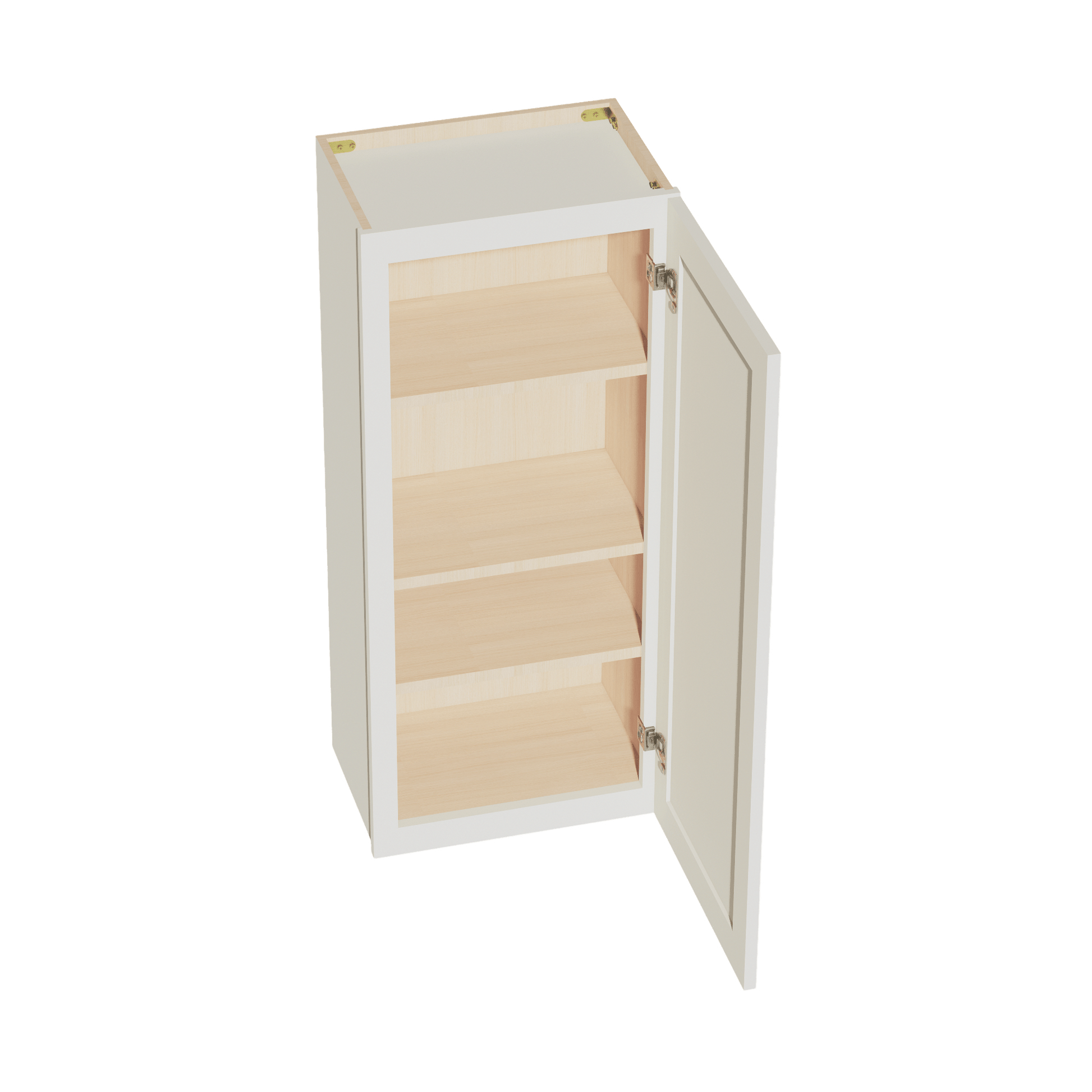 TW - W1842: Creamy White Shaker 18"W x 42"H 1 Door & 3 Shelves Standard Wall Cabinet - NextCabinets