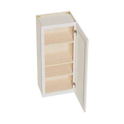 TW - W1842: Creamy White Shaker 18"W x 42"H 1 Door & 3 Shelves Standard Wall Cabinet - NextCabinets