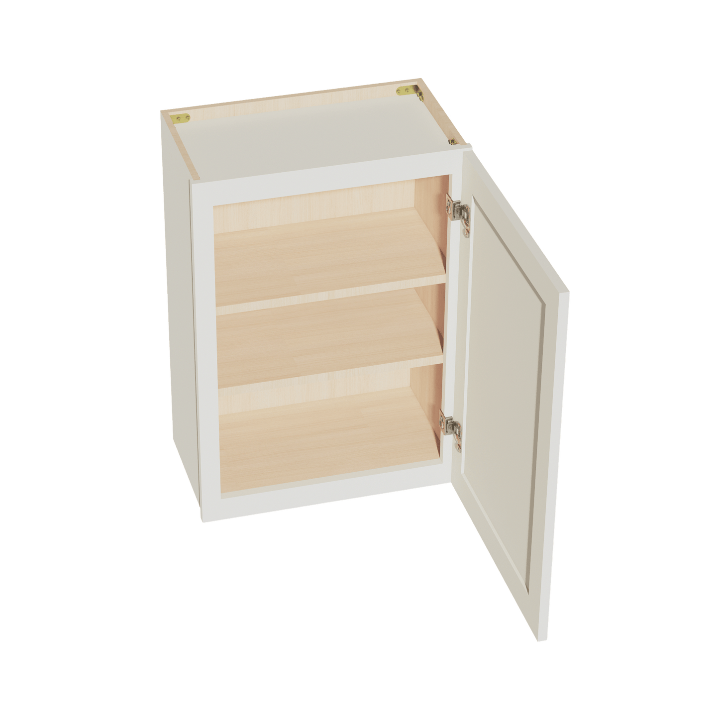 TW - W2130: Creamy White Shaker 21"W x 30"H 1 Door & 2 Shelves Standard Wall Cabinet - NextCabinets