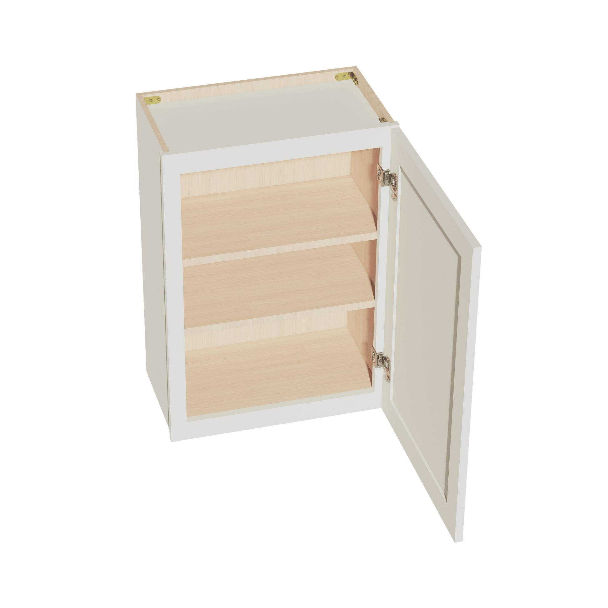 TW - W2130: Creamy White Shaker 21"W x 30"H 1 Door & 2 Shelves Standard Wall Cabinet - NextCabinets