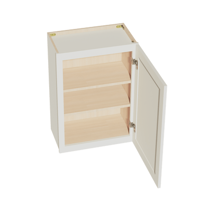 TW - W2130: Creamy White Shaker 21"W x 30"H 1 Door & 2 Shelves Standard Wall Cabinet - NextCabinets