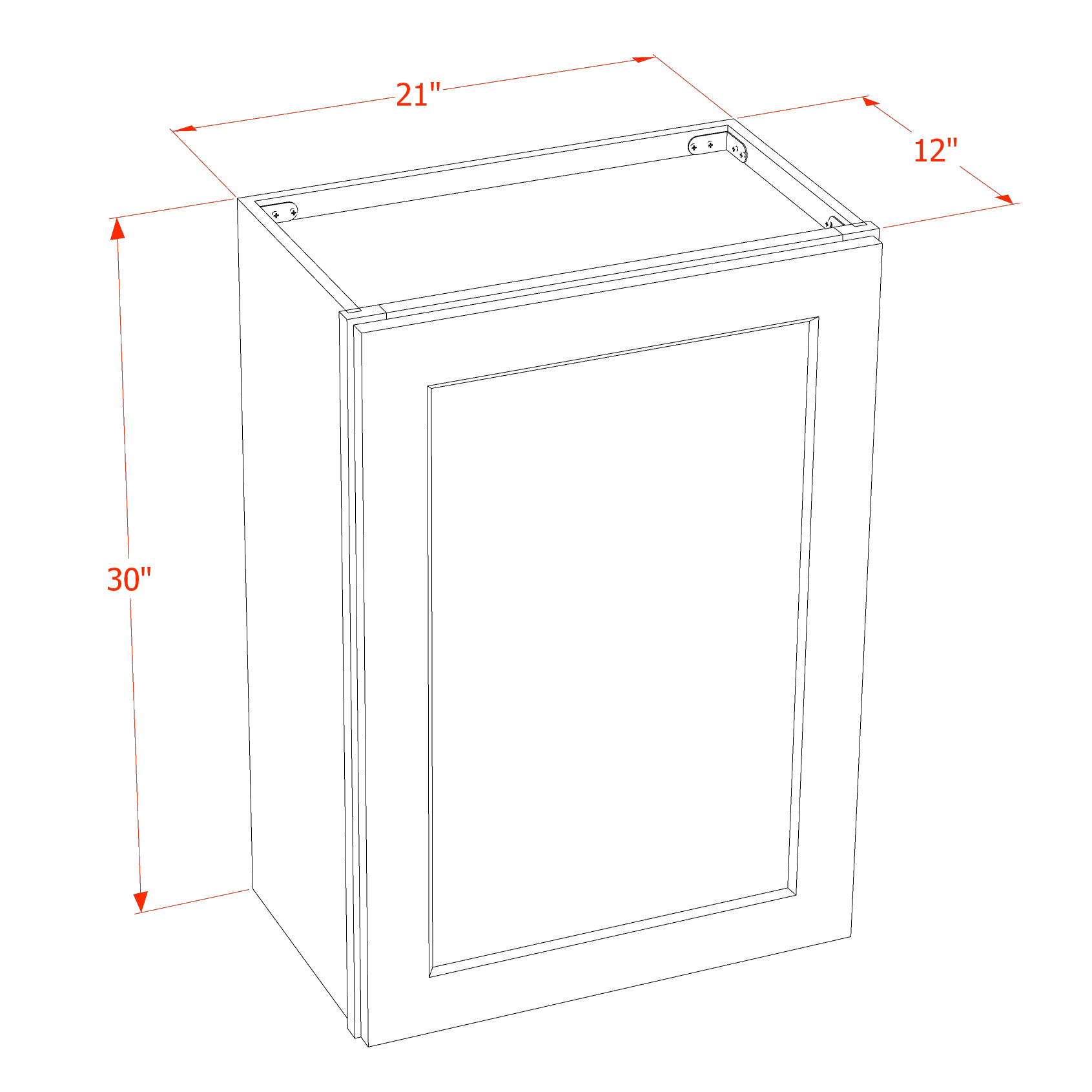 TW - W2130: Creamy White Shaker 21"W x 30"H 1 Door & 2 Shelves Standard Wall Cabinet - NextCabinets
