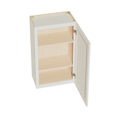 TW - W2136: Creamy White Shaker 21"W x 36"H 1 Door & 2 Shelves Standard Wall Cabinet - NextCabinets