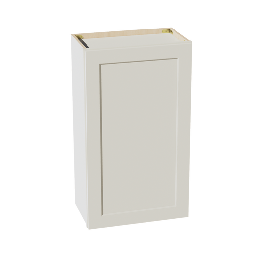 TW - W2136: Creamy White Shaker 21"W x 36"H 1 Door & 2 Shelves Standard Wall Cabinet - NextCabinets