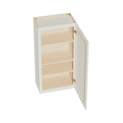 TW - W2142: Creamy White Shaker 21"W x 42"H 1 Door & 3 Shelves Standard Wall Cabinet - NextCabinets