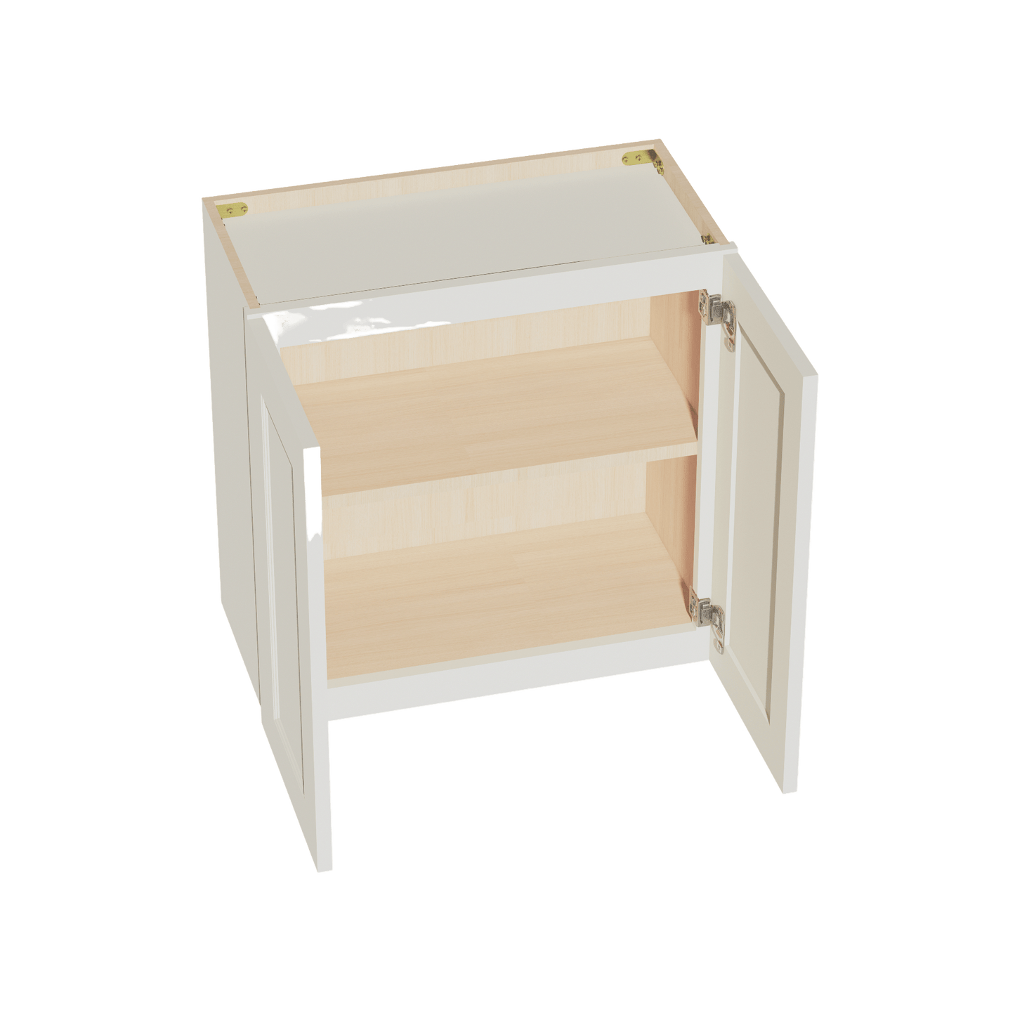 TW - W2424: Creamy White Shaker 24"W x 24"H 2 Doors Standard Wall Bridge Cabinet - NextCabinets