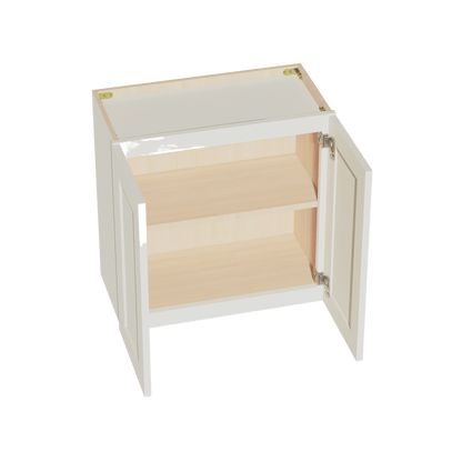TW - W2424: Creamy White Shaker 24"W x 24"H 2 Doors Standard Wall Bridge Cabinet - NextCabinets