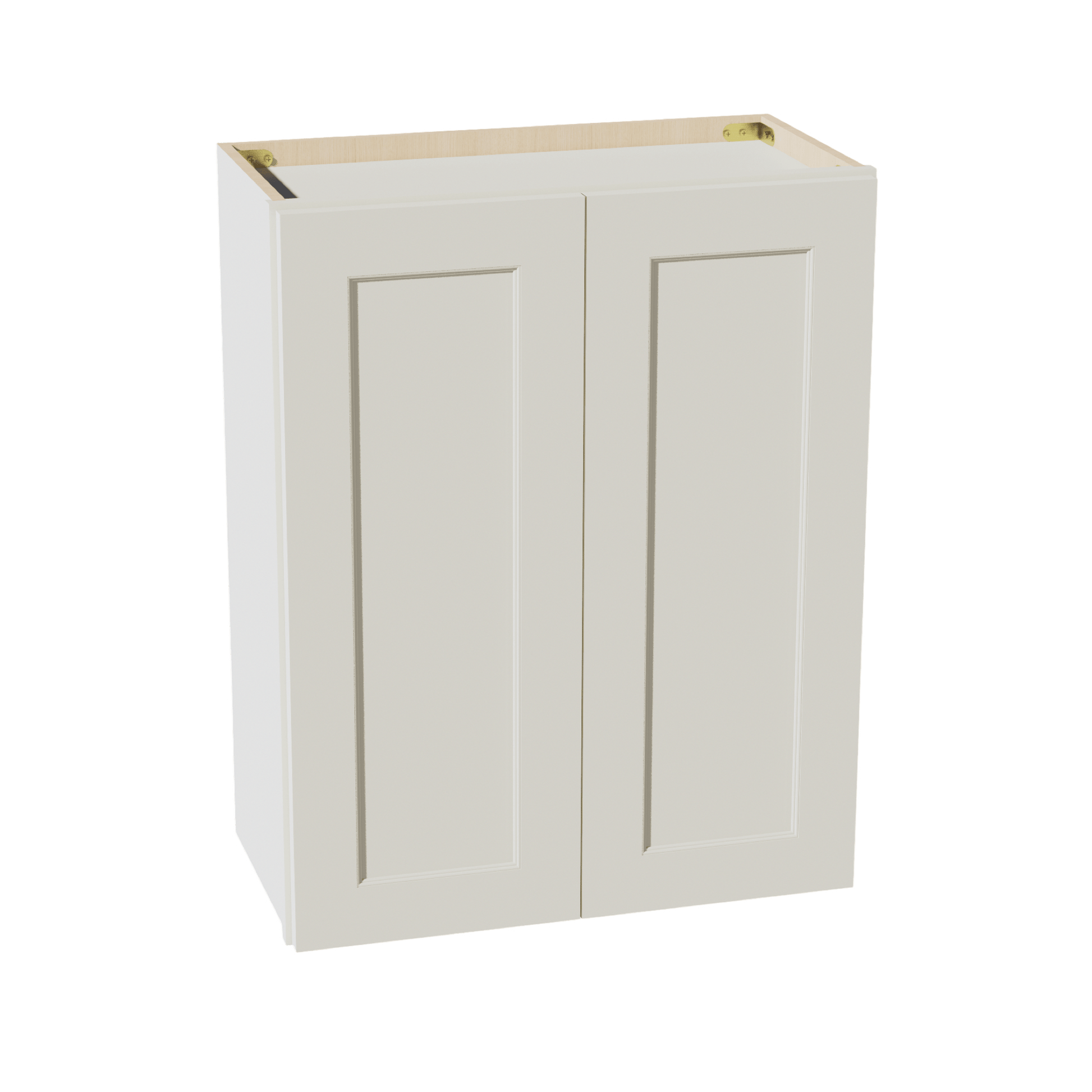 TW - W2430: Creamy White Shaker 24"W x 30"H 2 Doors & 2 Shelves Standard Wall Cabinet - NextCabinets