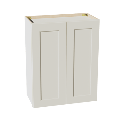 TW - W2430: Creamy White Shaker 24"W x 30"H 2 Doors & 2 Shelves Standard Wall Cabinet - NextCabinets