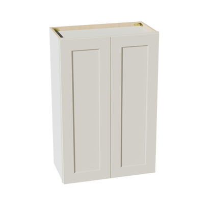 TW - W2436: Creamy White Shaker 24"W x 36"H 2 Doors & 2 Shelves Standard Wall Cabinet - NextCabinets