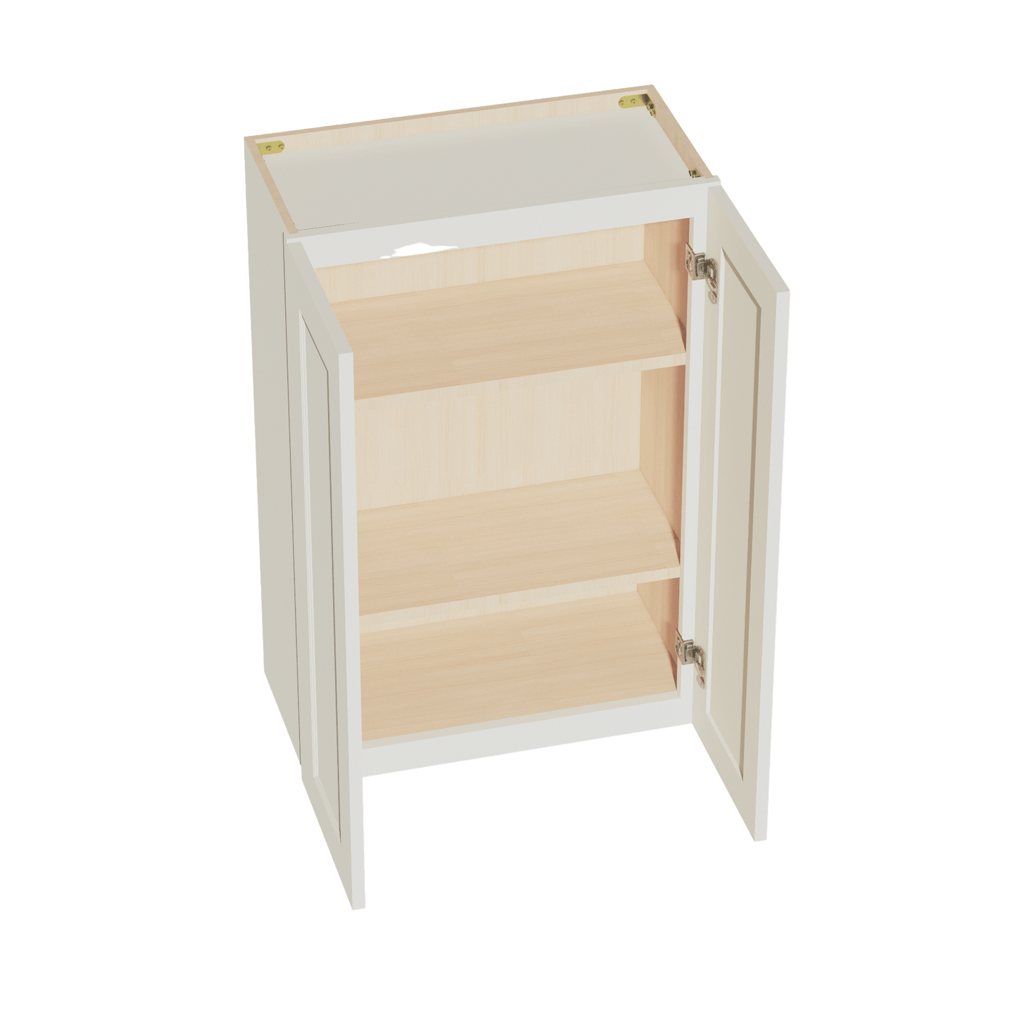 TW - W2436: Creamy White Shaker 24"W x 36"H 2 Doors & 2 Shelves Standard Wall Cabinet - NextCabinets