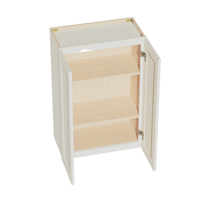 TW - W2436: Creamy White Shaker 24"W x 36"H 2 Doors & 2 Shelves Standard Wall Cabinet - NextCabinets