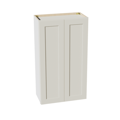 TW - W2442: Creamy White Shaker 24"W x 42"H 2 Doors & 3 Shelves Standard Wall Cabinet - NextCabinets