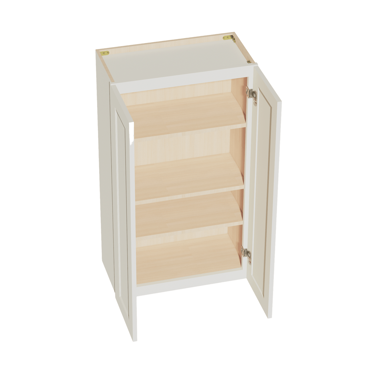 TW - W2442: Creamy White Shaker 24"W x 42"H 2 Doors & 3 Shelves Standard Wall Cabinet - NextCabinets