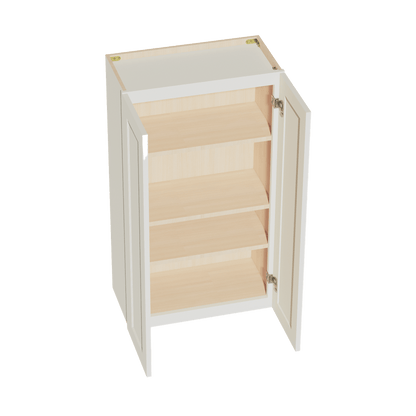 TW - W2442: Creamy White Shaker 24"W x 42"H 2 Doors & 3 Shelves Standard Wall Cabinet - NextCabinets