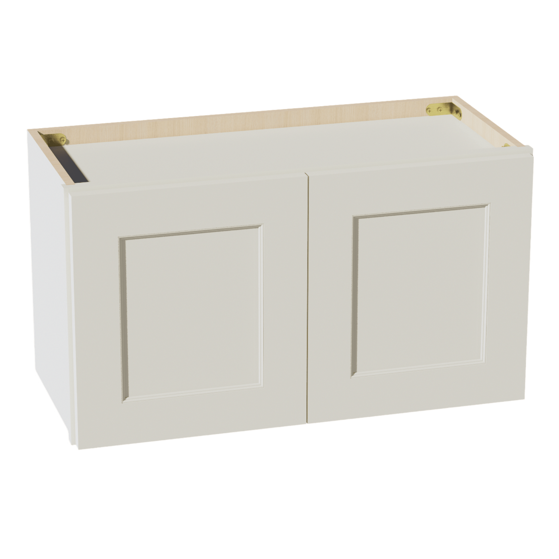 TW - W2715: Creamy White Shaker 27"W x 15"H 2 Doors Standard Wall Bridge Cabinet - NextCabinets