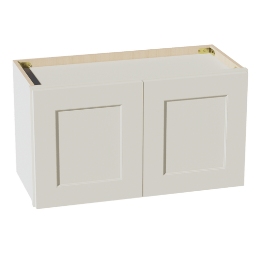 TW - W2715: Creamy White Shaker 27"W x 15"H 2 Doors Standard Wall Bridge Cabinet - NextCabinets
