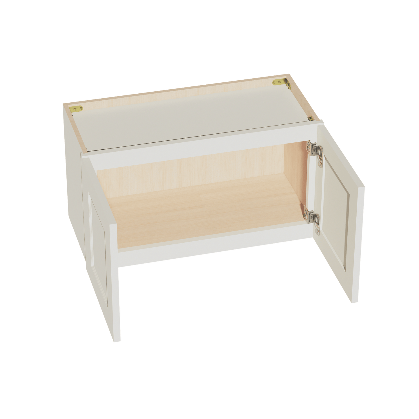 TW - W2715: Creamy White Shaker 27"W x 15"H 2 Doors Standard Wall Bridge Cabinet - NextCabinets