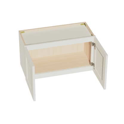 TW - W2715: Creamy White Shaker 27"W x 15"H 2 Doors Standard Wall Bridge Cabinet - NextCabinets