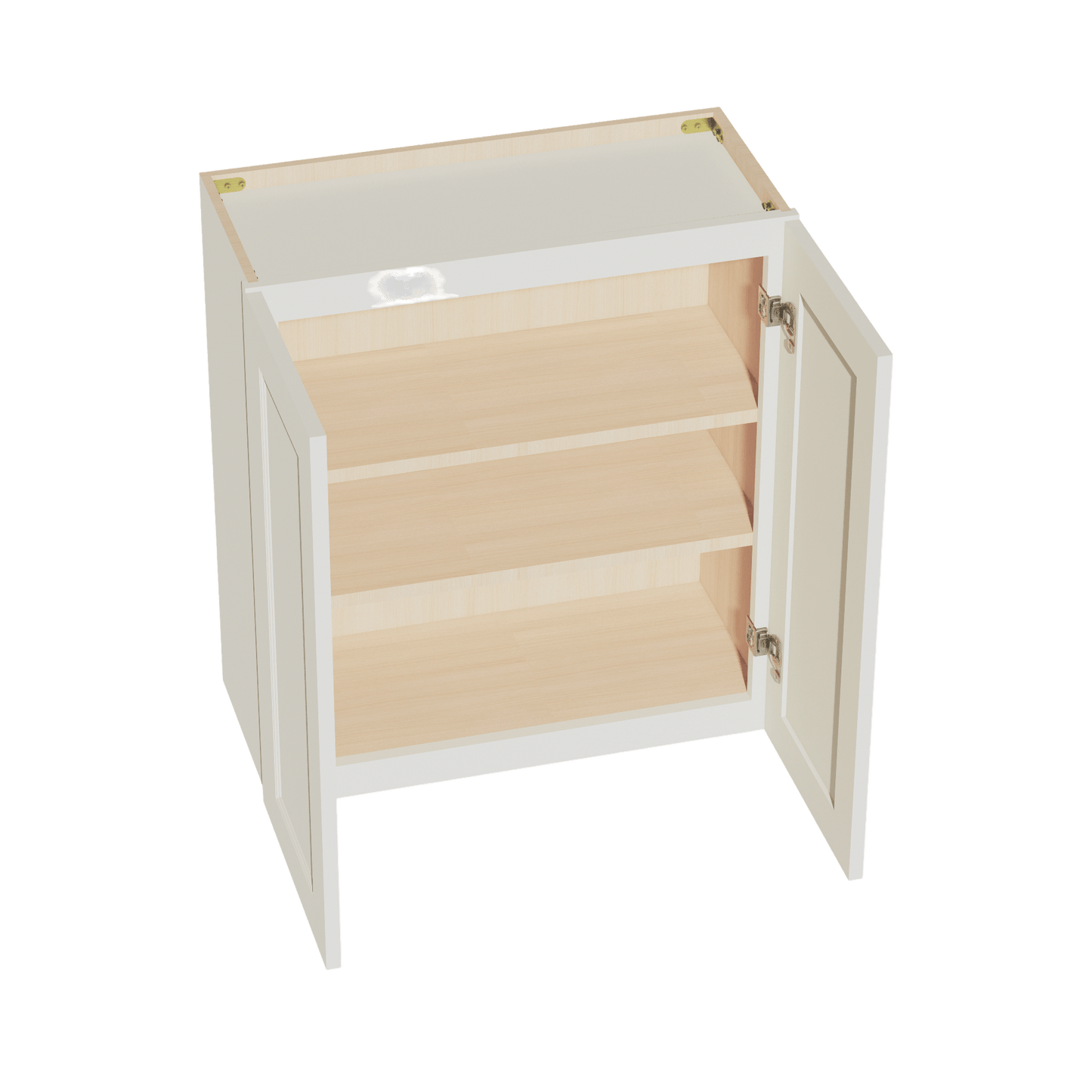 TW - W2730: Creamy White Shaker 27"W x 30"H 2 Doors & 2 Shelves Standard Wall Cabinet - NextCabinets
