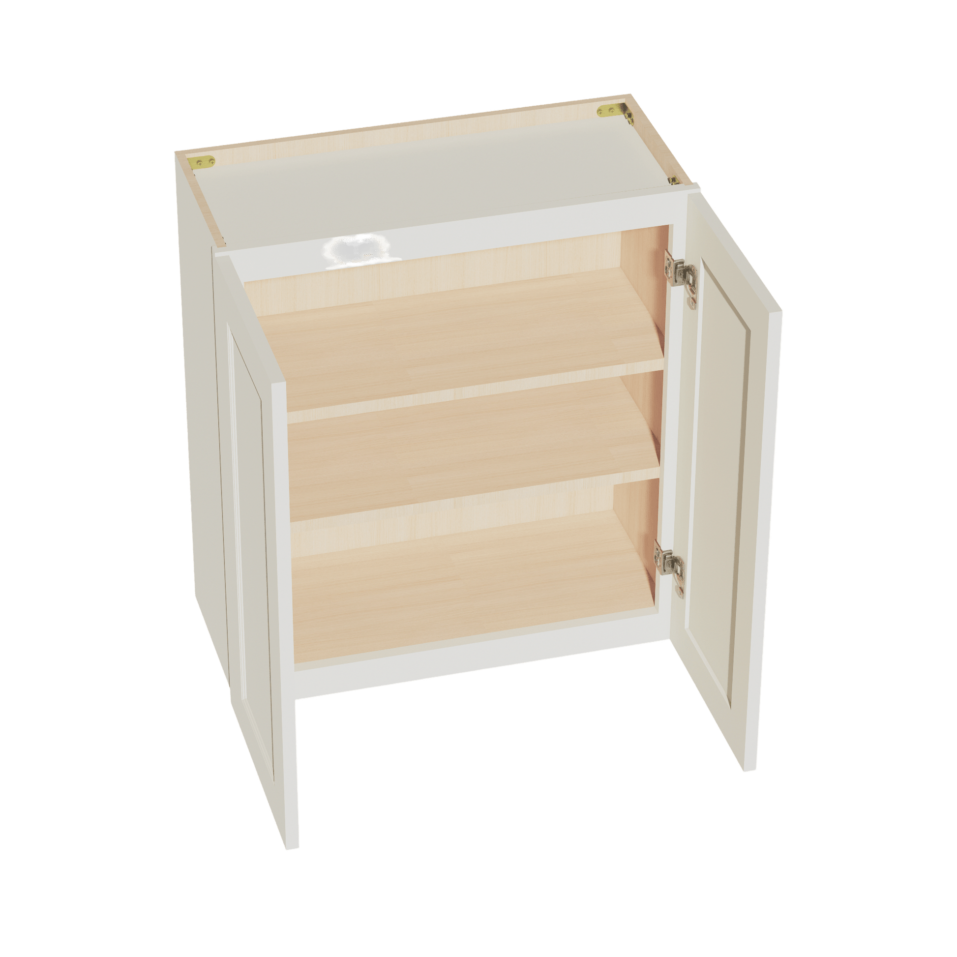 TW - W2730: Creamy White Shaker 27"W x 30"H 2 Doors & 2 Shelves Standard Wall Cabinet - NextCabinets