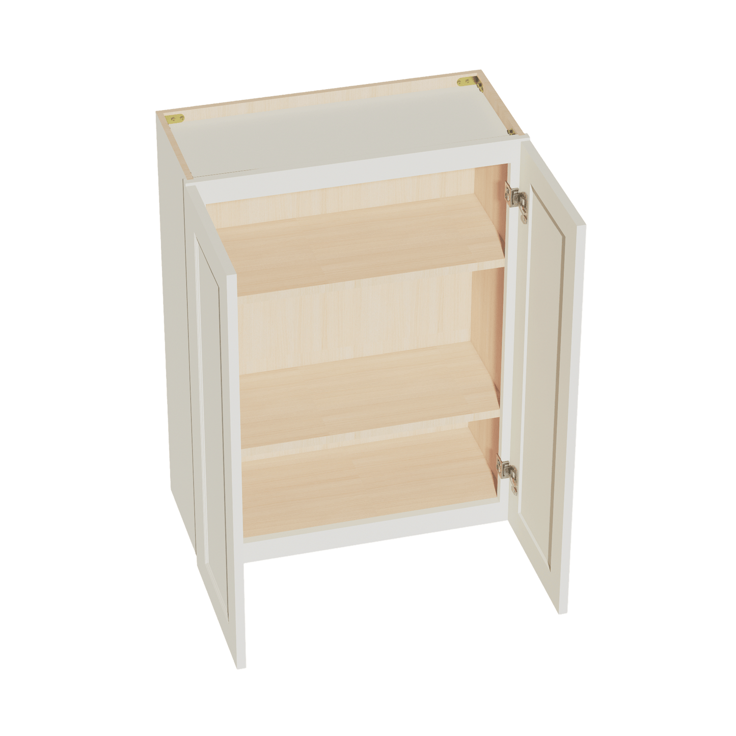 TW - W2736: Creamy White Shaker 27"W x 36"H 2 Doors & 2 Shelves Standard Wall Cabinet - NextCabinets