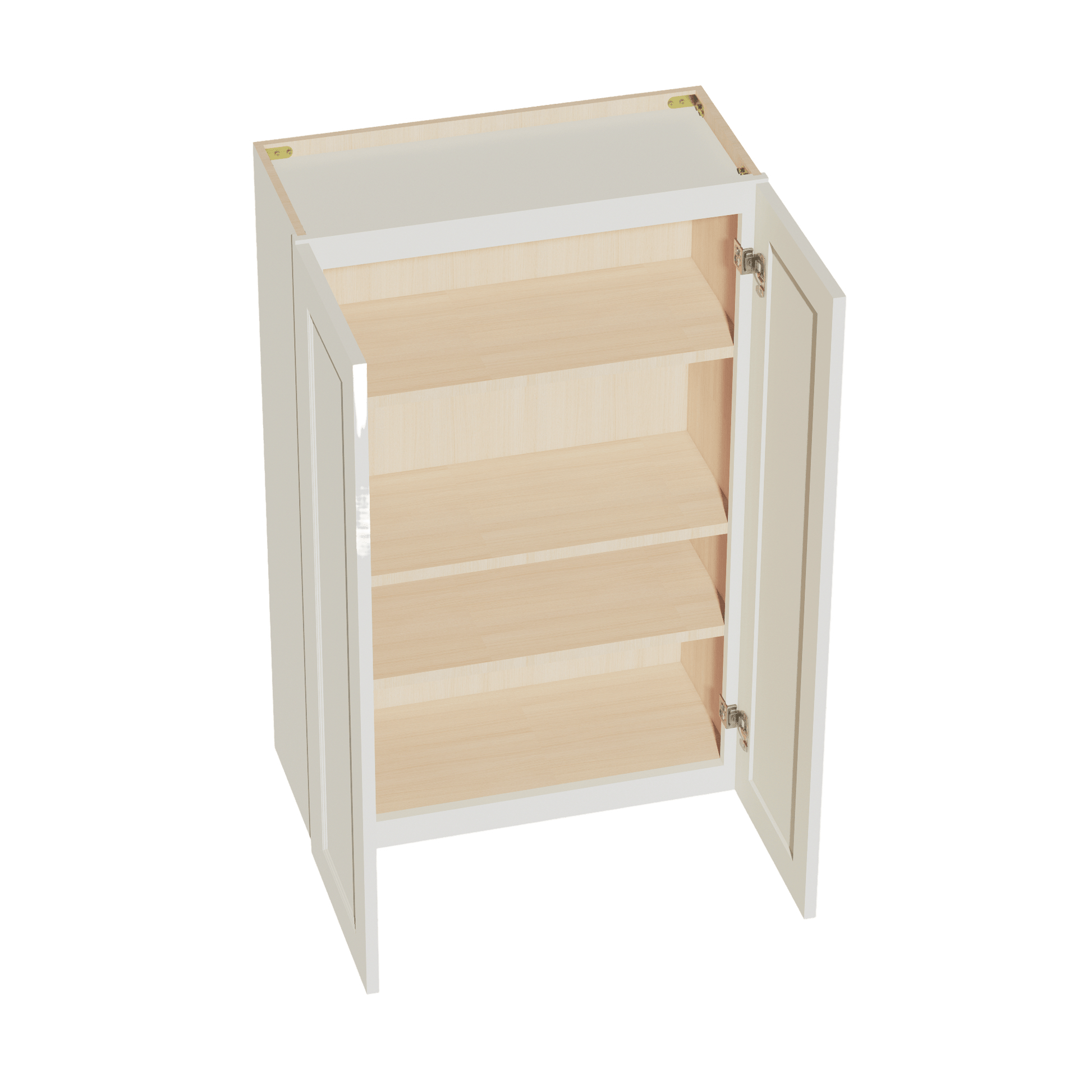 TW - W2742: Creamy White Shaker 27"W x 42"H 2 Doors & 3 Shelves Standard Wall Cabinet - NextCabinets