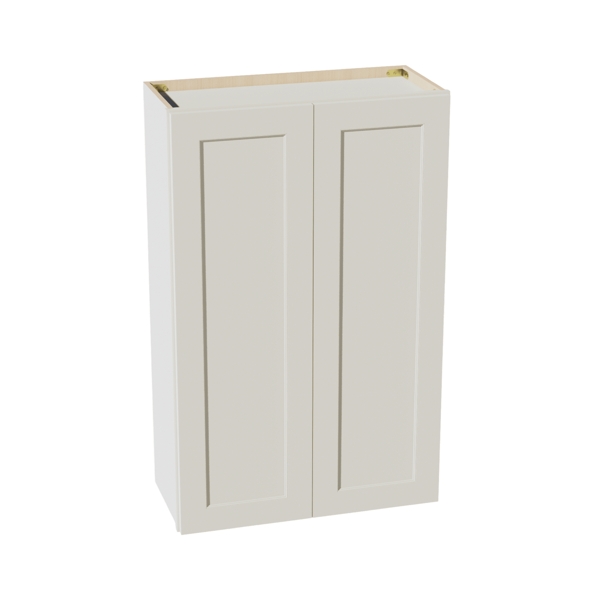 TW - W2742: Creamy White Shaker 27"W x 42"H 2 Doors & 3 Shelves Standard Wall Cabinet - NextCabinets
