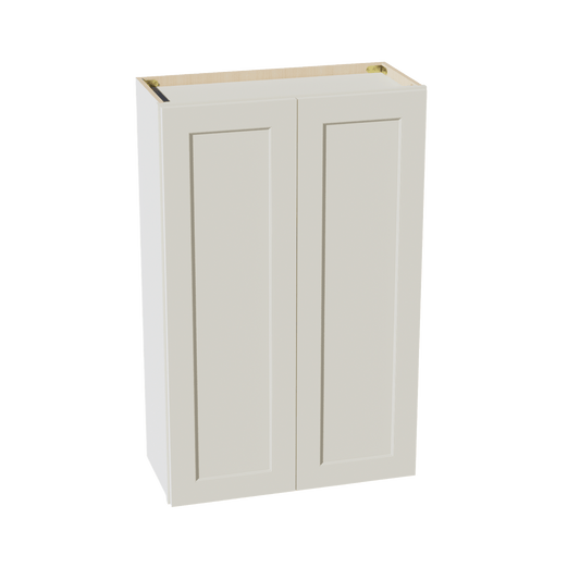 TW - W2742: Creamy White Shaker 27"W x 42"H 2 Doors & 3 Shelves Standard Wall Cabinet - NextCabinets
