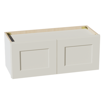 TW - W3012: Creamy White Shaker 30"W x 12"H 2 Doors Standard Wall Bridge Cabinet - NextCabinets