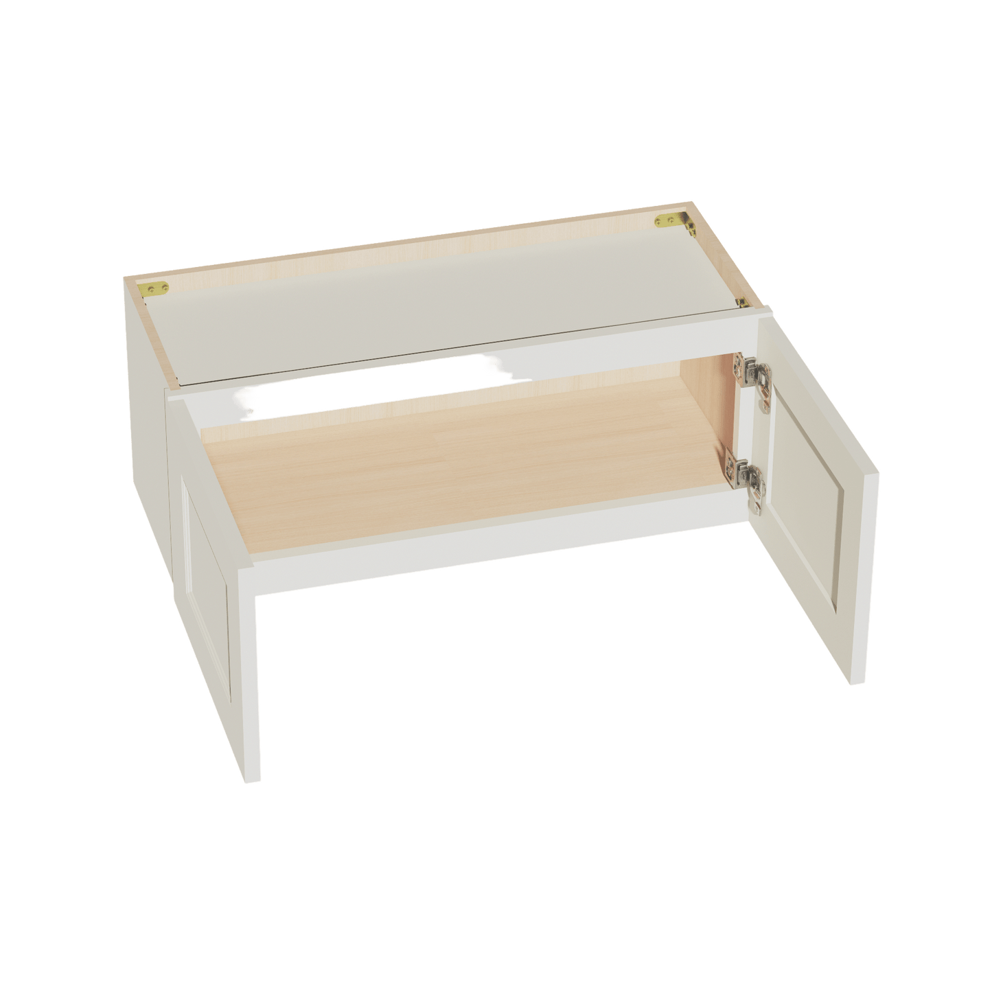 TW - W3012: Creamy White Shaker 30"W x 12"H 2 Doors Standard Wall Bridge Cabinet - NextCabinets