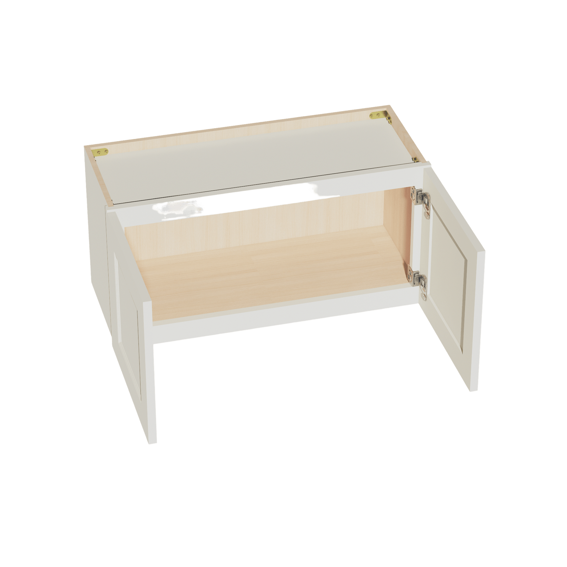 TW - W3015: Creamy White Shaker 30"W x 15"H 2 Doors Standard Wall Bridge Cabinet - NextCabinets