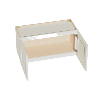 TW - W3015: Creamy White Shaker 30"W x 15"H 2 Doors Standard Wall Bridge Cabinet - NextCabinets