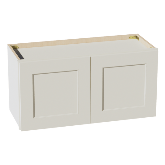 TW - W3015: Creamy White Shaker 30"W x 15"H 2 Doors Standard Wall Bridge Cabinet - NextCabinets