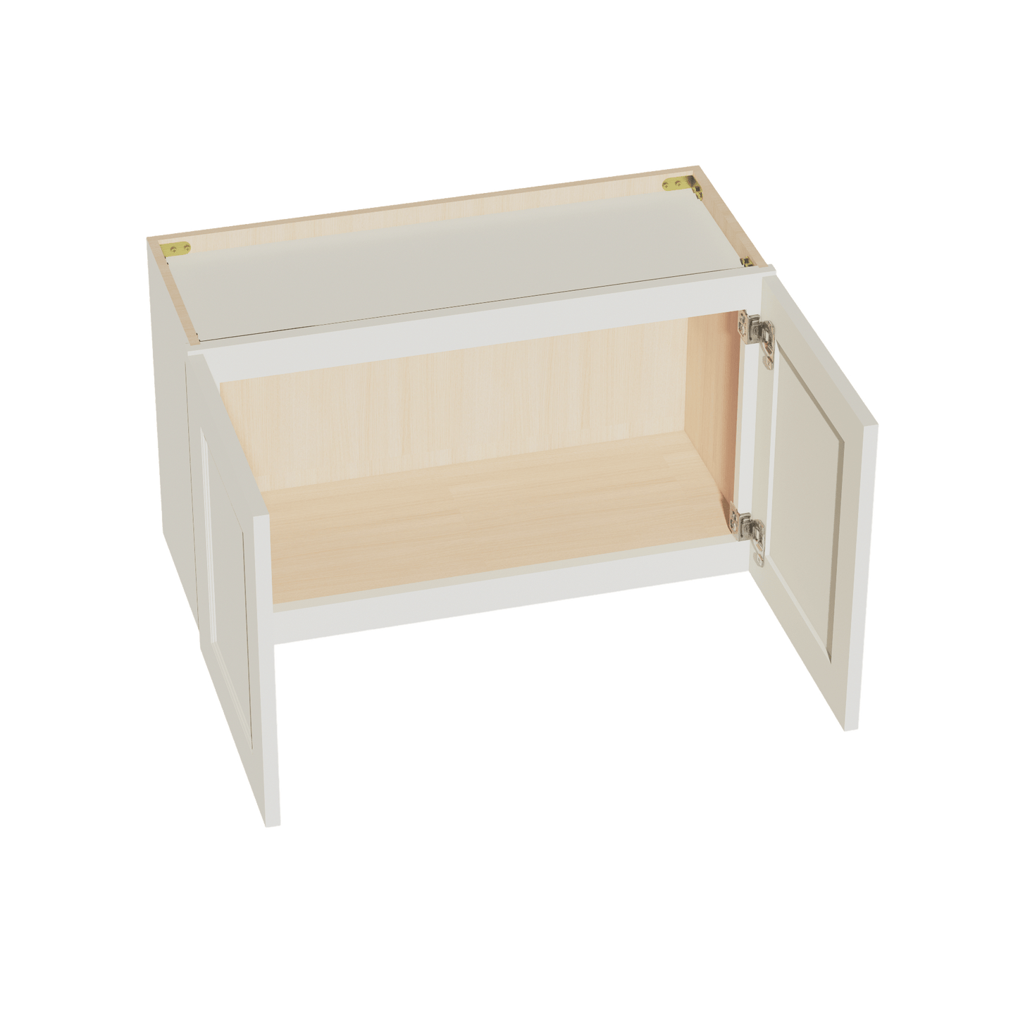 TW - W3018: Creamy White Shaker 30"W x 18"H 2 Doors Standard Wall Bridge Cabinet - NextCabinets